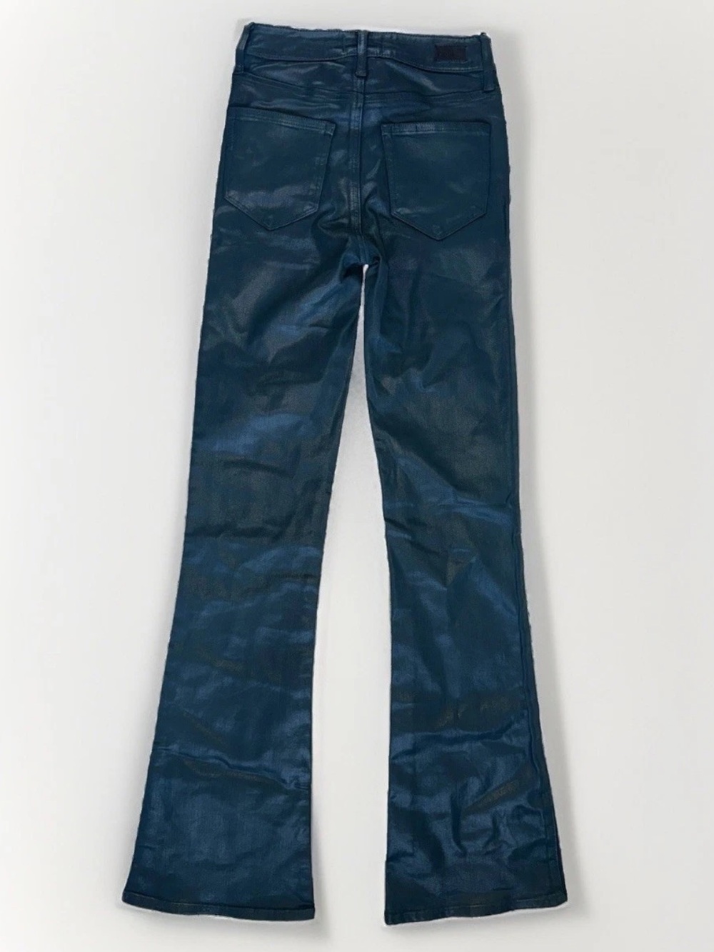 Paige High Rise Laurel Canyon Flare Jeans Womens Sz 24 Teal Green Coated NEW